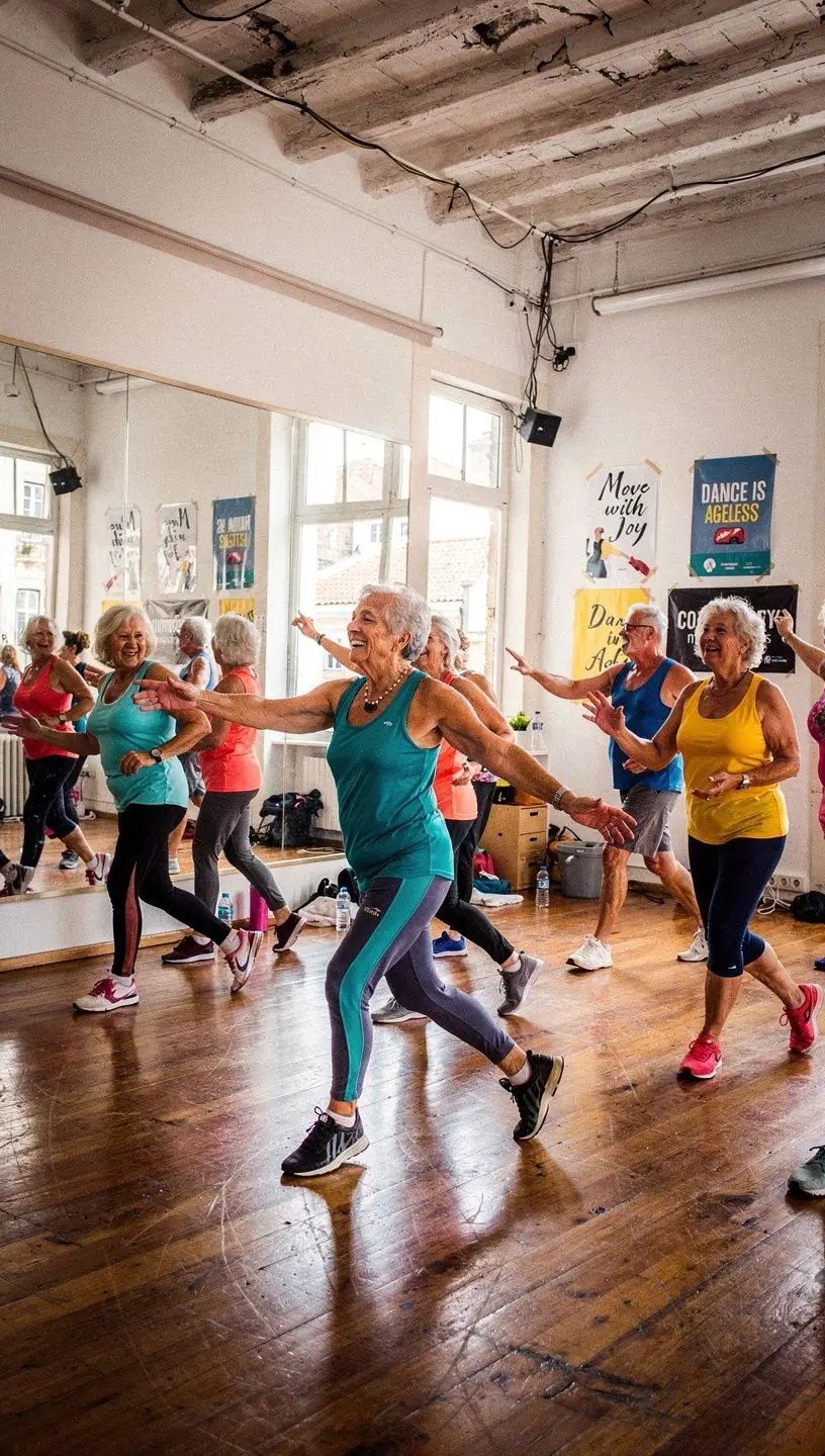 Dancers enjoying a lively retirement lifestyle meetup.